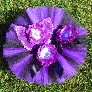 Baby Tutu Butterfly Wings - Purple Black Tutu Set - Birthday Girl Set - Sewn 6&#39;&#39; Tutu Fairy Wings & Headband - sizes newborn to 24 months