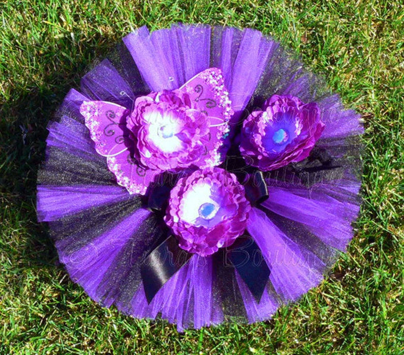 sizes newborn to 24 months Birthday Girl Set Purple Black Tutu Set Baby Tutu Butterfly Wings Sewn 6/'/' Tutu Fairy Wings /& Headband
