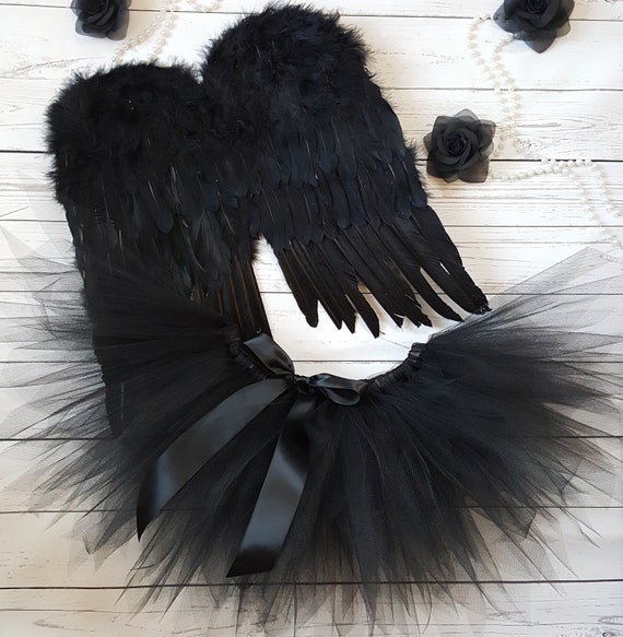 Fallen Angel Adulto Black Angel Tutu Costume, Black Tutu con 16 x