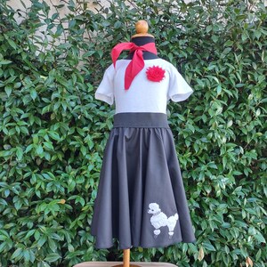 Retro 50's Sock Hop Black Circle Skirt with White Poodle Black and White Poodle Skirt for Girls and Babies image 6