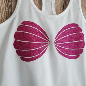 Diy Mermaid Shirt, Mermaid Seashell Bra, 1 set of Sea Shells, Lavender Purple Glitter Iron-On image 5