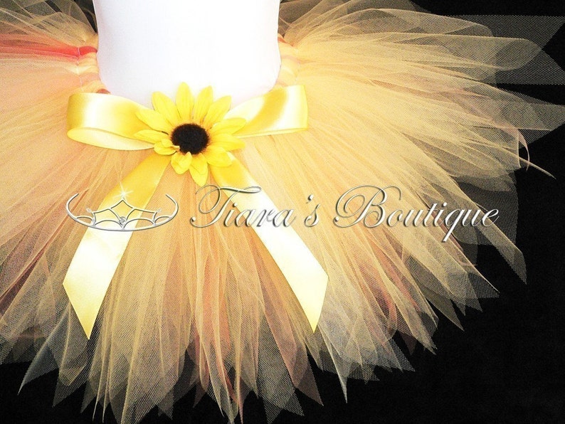 Yellow Tutu, Girls Tutu, Birthday Tutu Set, Yellow Orange Tutu, Sunburst, 11'' Pixie Tutu, Newborn Photo Prop Tutu, Baby Tutu, Peach Tutu image 2