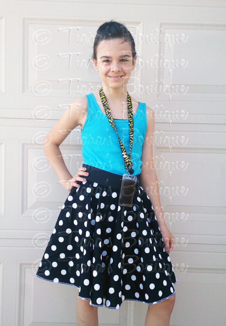 Retro 50's Sock Hop Black Circle Skirt with White Poodle Black and White Poodle Skirt for Girls and Babies image 10