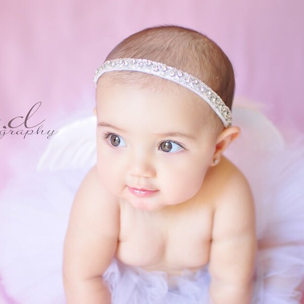 Infant Angel Tutu and Wings Set - Angel love - Feather angel wings and custom sewn 6" tutu - sizes Newborn up to 12 months