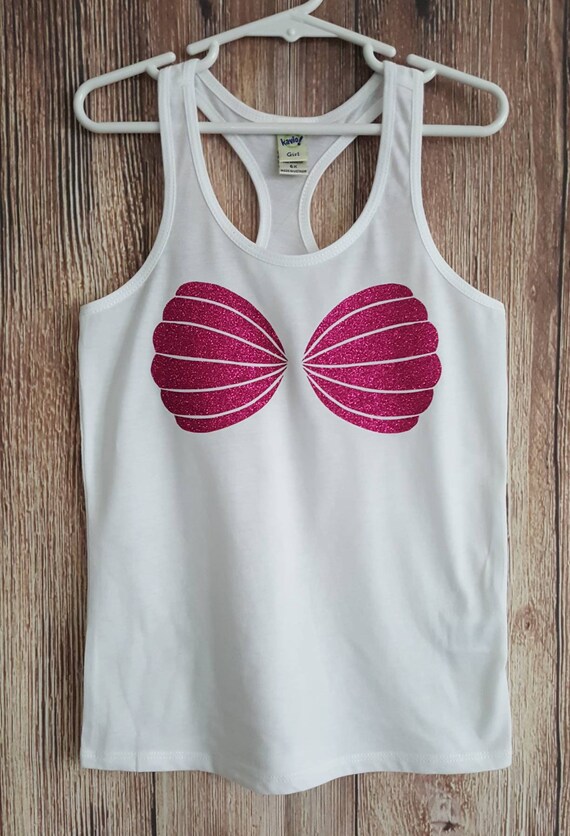 Mermaid Shell Shirt Women Top- Sea Shell Bra Tee Birthday Mermaid Shell Shirt Women Top- Sea Shell Bra Tee Birthday