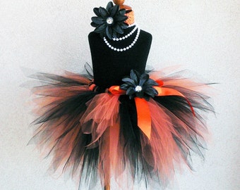 Halloween Tutu - Monarch Butterfly - Orange and Black 3 Tiered Pixie Tutu - Custom Sewn 3 Layer Pixie Tutu - Sizes up to 5T