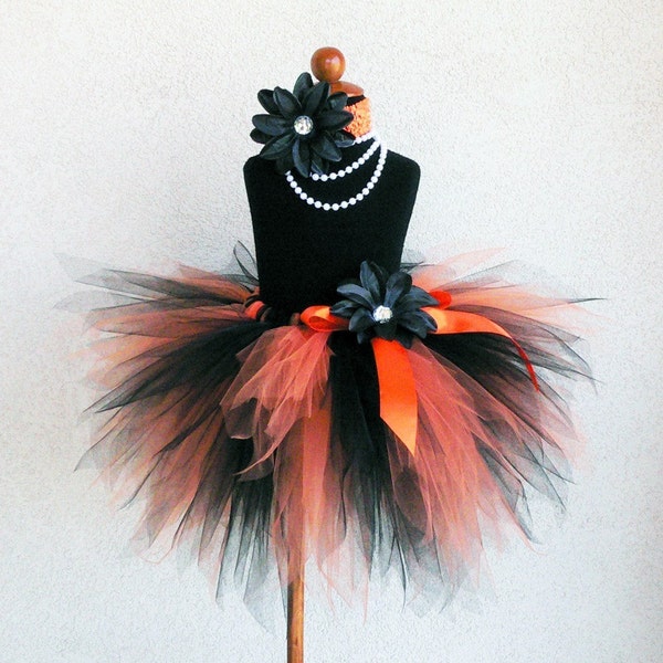 Halloween Tutu - Monarch Butterfly - Orange and Black 3 Tiered Pixie Tutu - Custom Sewn 3 Layer Pixie Tutu - Sizes up to 5T