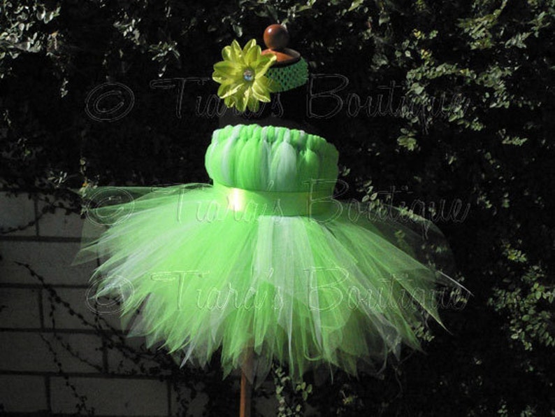 Tutu Costume Tinker Fairy Custom Tinker Fairy Tutu Dress up to 20 long and Headband, Girls Birthday Tutu, Halloween Tutu DRESS ONLY image 3