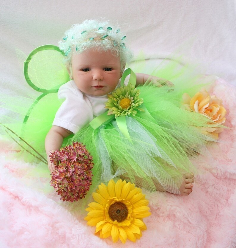 Infant Tutu Toddler Tutu Tinkerbell Tutu Baby Tutu Baby Fairy Costume Tutu Set Pixie Tutu w Wings Green Tutu Pixie Set Birthday Tutu