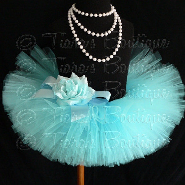 Girls Tutu Skirt, Aqua Blue Tutu, Birthday Tutu, Awesome Aqua, Custom Sewn Tutu