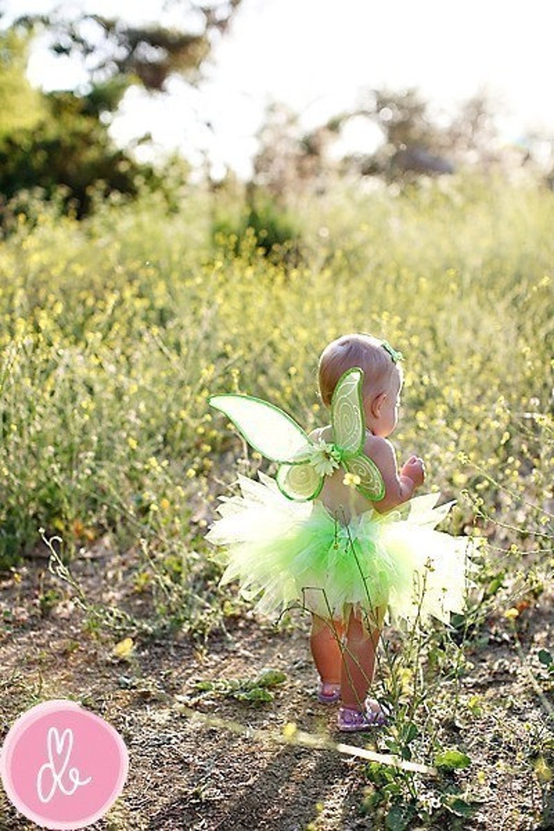 Infant Tutu Toddler Tutu Tinkerbell Tutu Baby Tutu Baby Fairy Costume Tutu Set Pixie Tutu w Wings Green Tutu Pixie Set Birthday Tutu