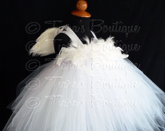 White Angel Tutu Dress Costume - Angelica, Custom Sewn Pixie Tutu Dress w/ Angel Wings - up to 24 mo - for Halloween, Valentine's Day