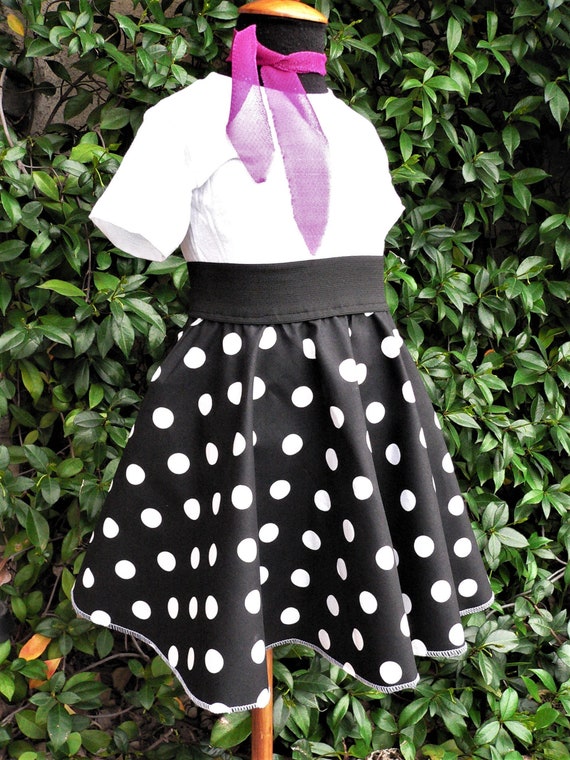 Kids 1950s Polka Dot Skirt Black Child Diner Costume Kids 1950s Polka Dot Skirt Black Child Diner Costume