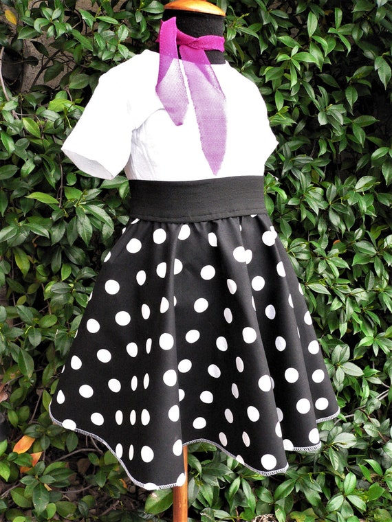 Retro 50's Sock Hop Negro Blanco Polka Dot Circle Falda Etsy México