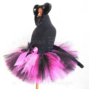 Black Pink Tutu Costume Set, Cat Tutu Halloween Costume, Ballerina Kitty, Custom Sewn Tutu, Cat Ears Headband and Cat Tail image 2