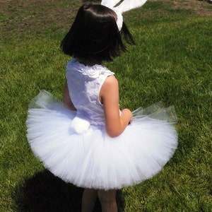 White Sewn Tutu with Bunny Ears and Tail WHITE RABBIT 3 Piece Bunny Tutu Set Custom SEWN 10 Tutu Costume sizes newborn to 5T image 3