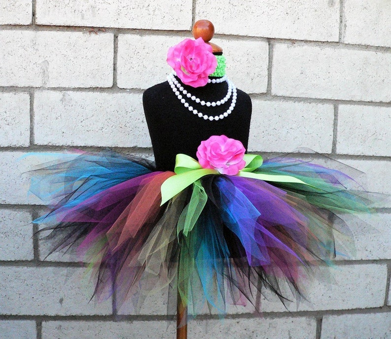 Tutu Girls Tutu Birthday Tutu black with neon rainbow 11'' pixie tutu and headband set SO CAL PUNK sewn tutu Photo Prop image 5