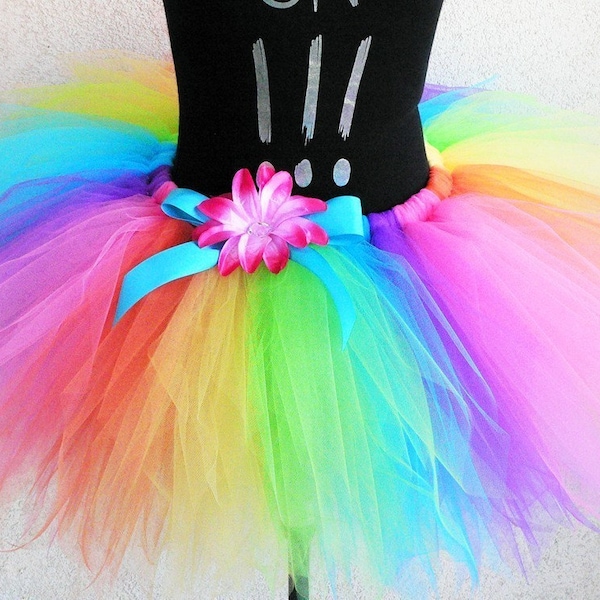 Neon Rainbow Tutu, Tutu, Adult Tutu, Teen Tutu, Prom Tutu, Rainbow Tutu Set for Adults, Runners Tutu, Brilliant Rainbow Pixie Tutu, 20" long