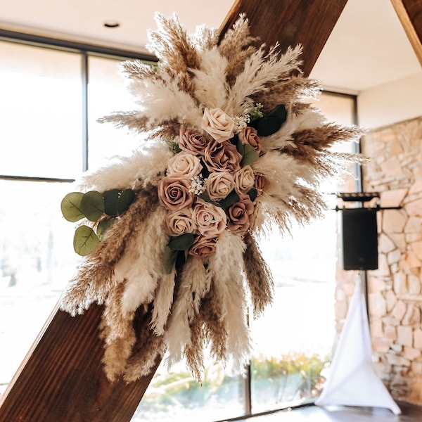 Wedding Floral piece- Boho wedding-Pampas backdrop- Pampas arch arrangement- Boho chic-Custom made to order