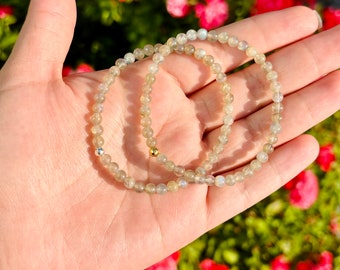 Dainty Labradorite Crystal Beaded Bracelet - Healing Gemstone