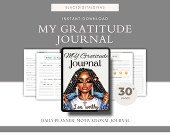 Black Woman Gratitude Journal Digital PDF Daily Mindfulness Self Care Motivational Instant Download