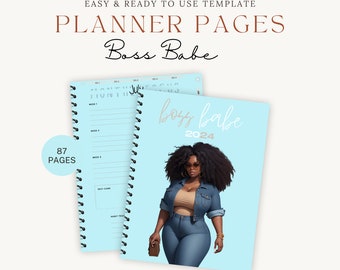 Boss Babe Digital Planner PDF Hyperlinked Productivity Canva Black Woman Instant Download