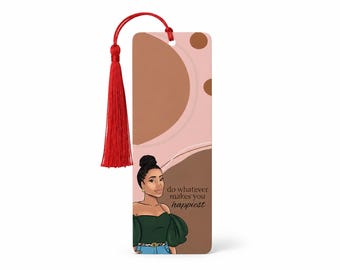 Black Woman Acrylic Bookmark Set, Floral Inspirational Tassel Book Lover Accessory