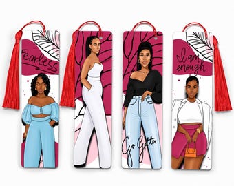 Black Woman Acrylic Bookmark, Affirmation Reader Gift, Fearless Go Getter I Am Enough