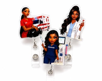 Healthcare Professional Badge Reel | Retractable ID Holder | EMT, Lab Tech, Dialysis Nurse