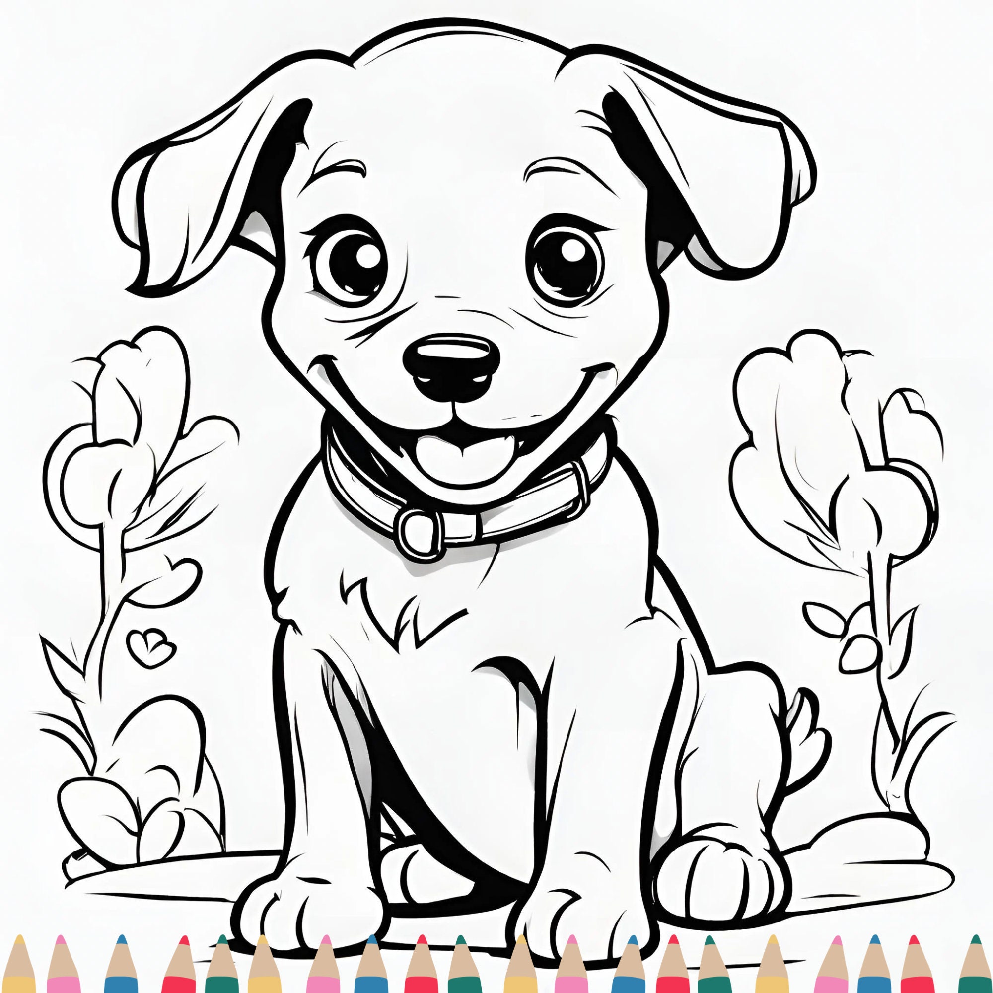 Dog Coloring Pages, Digital Coloring Pages for Kids, Printable Coloring ...