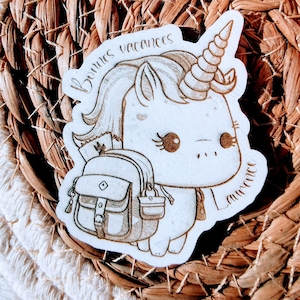 Imán de unicornio personalizado: regalo de fin de curso para profesores, "Felices fiestas + Nombre"