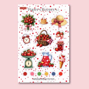 Erdbeeren & Leckereien Stickerbogen – Eine süße Note für Ihre kreativen Notizbücher (PMD-020)