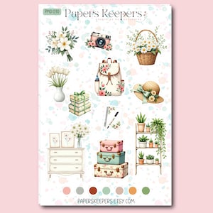 Planche de stickers douceur vintage  – Autocollants pour Planner, page de scrapbooking, carte (PMD-030)