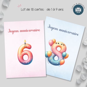 Carte d'Anniversaire Digitale pour Enfant ** LOT DE 18 CARTES !!! **