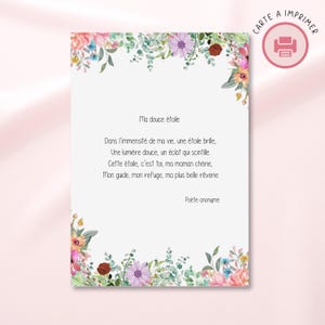 Carte digitale Fête des Mères à imprimer – Carte à télécharger PDF + PNG – Message d’amour pour maman