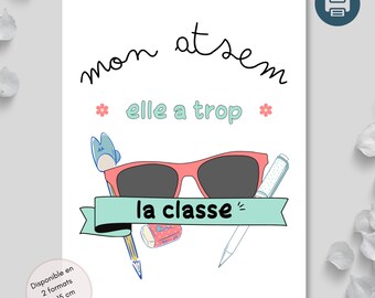 Carte Digitale Imprimable Merci ATSEM - Cadeau Fin d'Année Scolaire