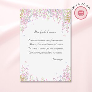 Carte digitale Fête des Mères à imprimer – Carte à télécharger PDF + PNG – Message d’amour pour maman