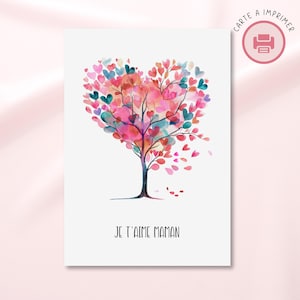 Carte digitale Fête des Mères à imprimer – Carte à télécharger PDF + PNG – Message d’amour pour maman