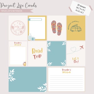 Documenting card "Travel diary", PROJECT LIFE, journaling (2 versions: English and French)