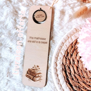 Wooden bookmark with personalized medallion – End of school year gift, teacher, ATSEM, nanny