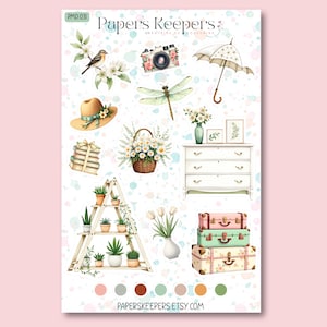 Planche de stickers douceur vintage  – Autocollants pour Planner, page de scrapbooking, carte (PMD-031)