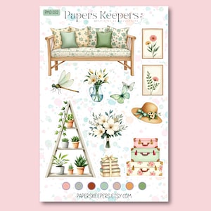Planche de stickers douceur vintage  – Autocollants pour Planner, page de scrapbooking, carte (PMD-032)