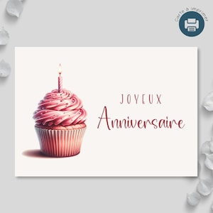 Carte Digitale Anniversaire - Cupcake Joyeux Anniversaire - Carte Téléchargeable en PDF & PNG