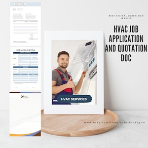 HVAC Job Application and Quotation Document Template, Professional HVAC Forms for Contractor, Technician, Customizable PDF Instant download