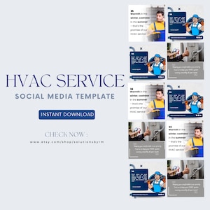 Social Media Post for HVAC, Hvac Business Marketing, Canva Editable post, Canva Template, Hvac Business Instagram Posts Instant Download PDF