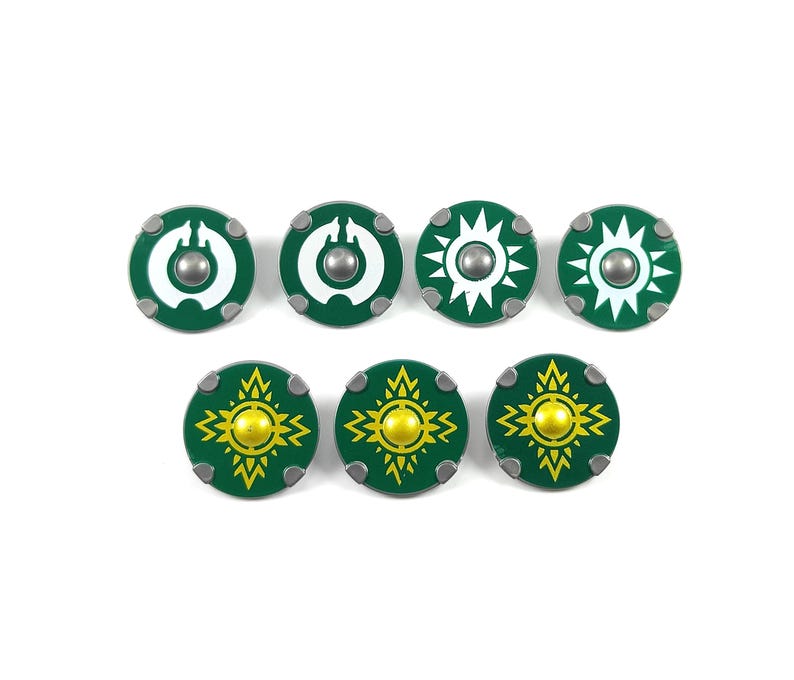 Rohirrim Shield Set for Minifigures Custom Green and Gold Round Shields ...
