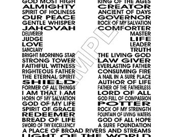 Names of God, Reverse Cross, DIY Printable Art Print - PDF File