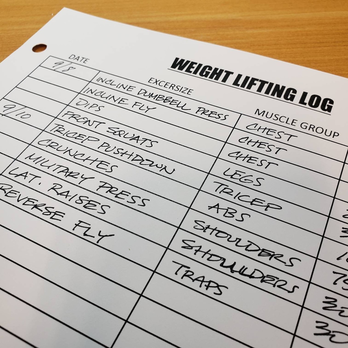 Weightlifting Log Easy Weight Training Worksheet Printable Etsy Israel