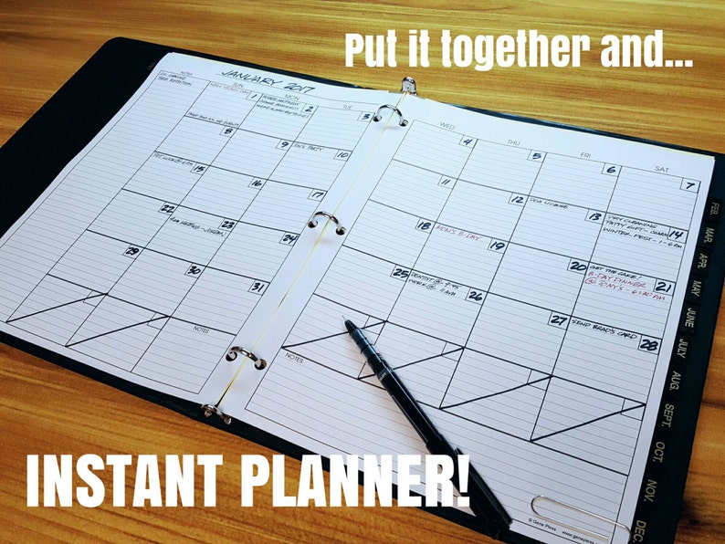 Perpetual Calendar Planner Pages DIY Printable Instant Etsy