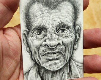 Original Pencil Drawing, OOAK, 1 of 1 Collectable Miniature 2.5"x3.5" (ACEO) Character Portrait Artwork, "Cornelius"